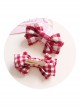 Hand Made Fashion Red Lattices Bowknot Sweet Lolita Hairpins