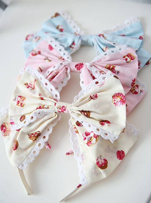 Fashion Strawberry Cupcake Printing Light Blue Sweet Lolita Headband