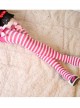 Retro Strawberry Bowknot Stripes Printing Lolita Knee Socks