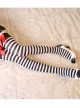 Retro Strawberry Bowknot Stripes Printing Lolita Knee Socks