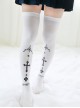 Fashion Cross Printing Gothic Lolita White Knee Socks