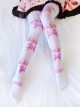 Fashion Lovely Bowknot And Strawberry Printing Sweet Lolita White Pantyhose