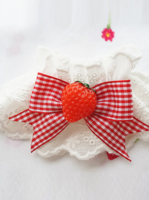 Fashion Plaids Bowknot Strawberry Sweet Lolita Hand Sleeves