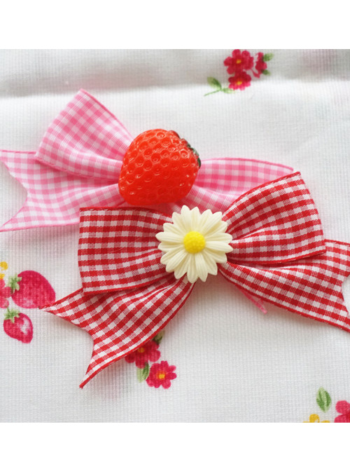 Fashion Plaids Bowknot Strawberry Sweet Lolita Hand Sleeves