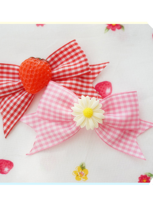 Fashion Plaids Bowknot Strawberry Sweet Lolita Hand Sleeves