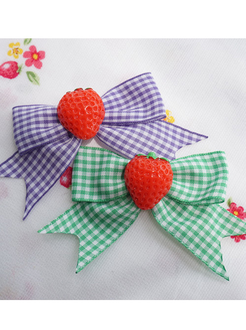 Fashion Plaids Bowknot Strawberry Sweet Lolita Hand Sleeves