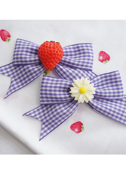 Fashion Plaids Bowknot Strawberry Sweet Lolita Hand Sleeves