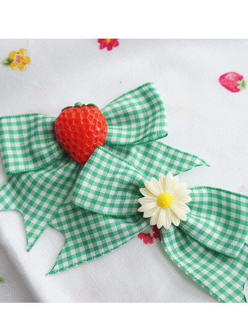 Fashion Plaids Bowknot Strawberry Sweet Lolita Hand Sleeves