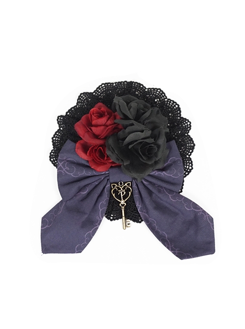 Beauty The Rose Series Flower And Key Pendant Gothic Lolita Hairpin