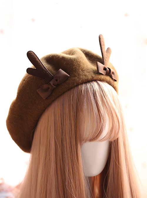 Autumn And Winter Christmas Cute Antlers Lolita Beret