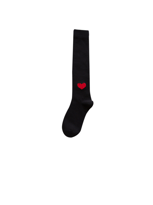 Pure Cotton The Heart-shaped Pattern Pure Color Stockings