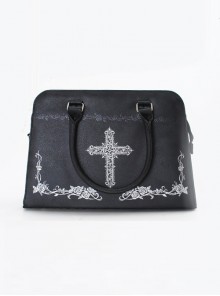 Silver Cross Rose Black Gothic Lolita Kylie Bag