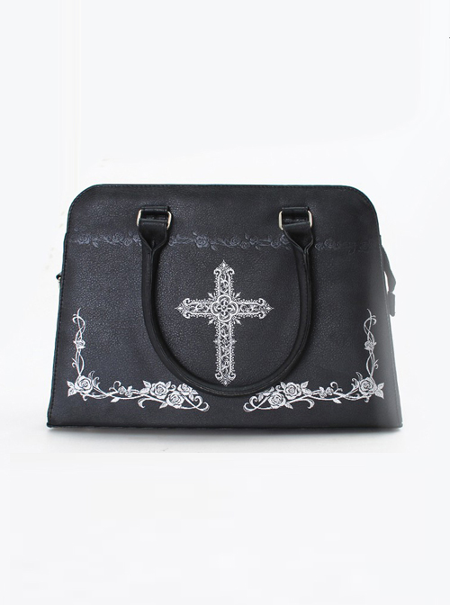 Silver Cross Rose Black Gothic Lolita Kylie Bag