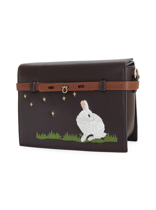 Pastoral Style Little White Rabbit Embroidery Classic Lolita Shoulder Bag