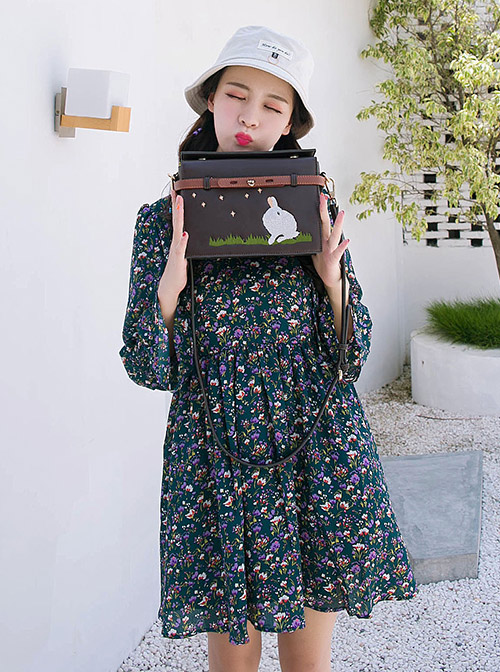 Pastoral Style Little White Rabbit Embroidery Classic Lolita Shoulder Bag