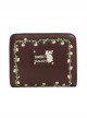 Cute Brown Flower Vine Embroidery Lolita Wallet