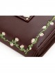 Cute Brown Flower Vine Embroidery Lolita Wallet