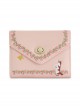 Cat And Flower Vine Embroidery Pink Lolita Short Wallet