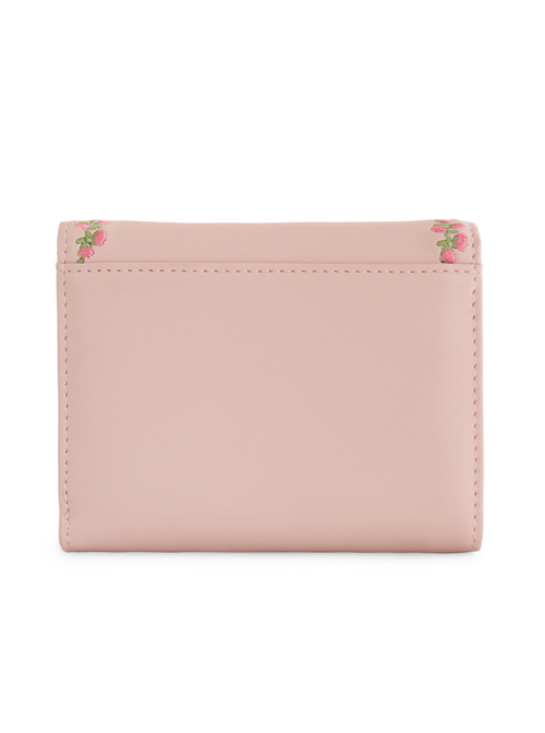 Cat And Flower Vine Embroidery Pink Lolita Short Wallet