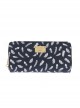 Feather Printing Lolita Black Long Wallet