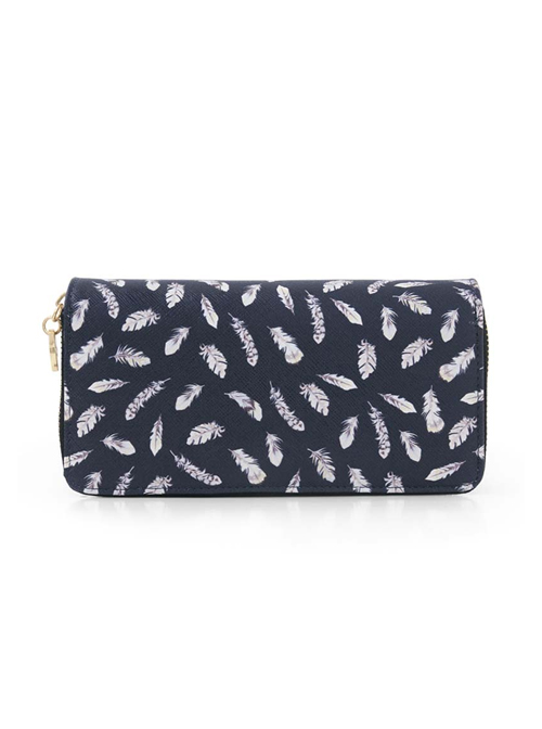 Feather Printing Lolita Black Long Wallet