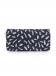 Feather Printing Lolita Black Long Wallet