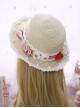 Plaid Bowknot Cute Strawberry Lolita Straw Hat