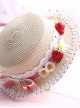 Plaid Bowknot Cute Strawberry Lolita Straw Hat