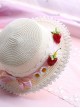 Plaid Bowknot Cute Strawberry Lolita Straw Hat