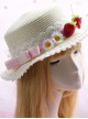 Plaid Bowknot Cute Strawberry Lolita Straw Hat