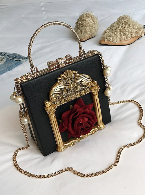 Gothic Rose Pearl Chain Retro Lolita Shoulder Bag