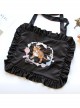 Cat Strawberry Embroidered Square Ruffles Satin Lolita Shoulder Bag