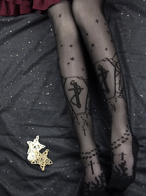 Moon Graveyard Series Gothic Lolita Silk Stockings