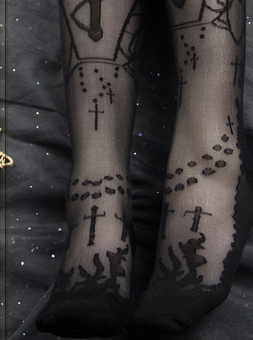 Moon Graveyard Series Gothic Lolita Silk Stockings