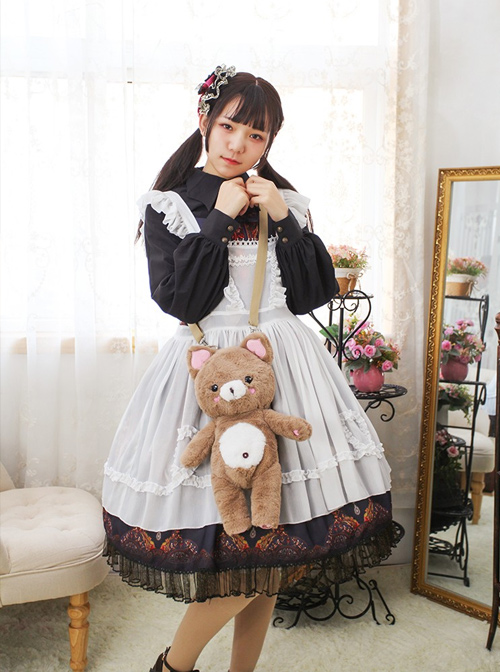 Sweet Lolita Cute Bear Doll Inclined Shoulder Bag And Bear's Dress Set