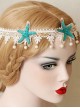 White Lace Starfish Pearl Hairband