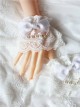 Bead Chain Bowknot Double Layer Rose Lace Lolita Hand Sleeves Multicolor