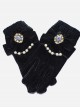 Elegant Velvet Bowknot Bead Chain Gothic Lolita Gloves