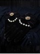 Elegant Velvet Bowknot Bead Chain Gothic Lolita Gloves