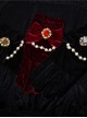 Elegant Velvet Bowknot Bead Chain Gothic Lolita Gloves