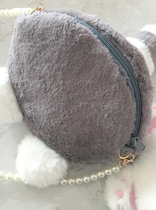 Cute White Cat And Gray Little Raccoon Tail Pearl Chain Sweet Lolita Shoulder Bag