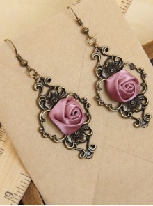 Palace Style Retro Light Purple Rose Classic Lolita Earrings