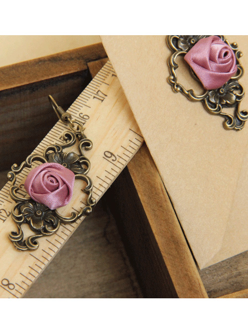 Palace Style Retro Light Purple Rose Classic Lolita Earrings