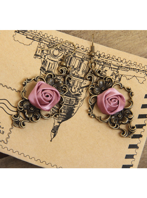 Palace Style Retro Light Purple Rose Classic Lolita Earrings