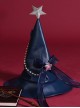 Silver Star Halloween Navy Blue Gothic Lolita Witch Hat