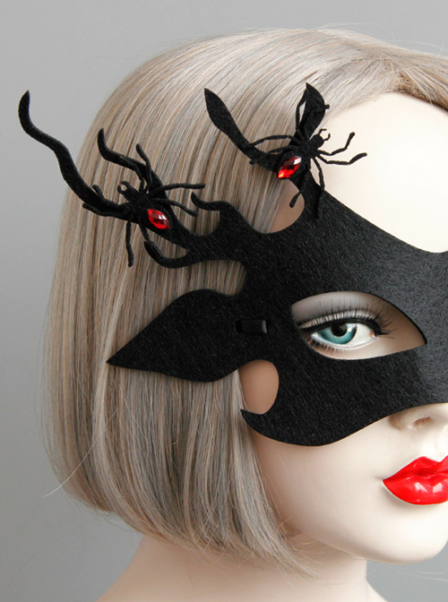 Halloween Christmas Black Antlers Half Face Mask