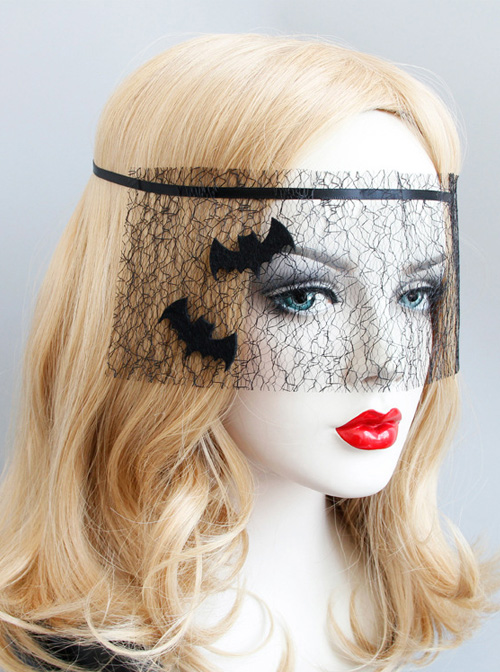 Halloween Black Bat Net Yarn Gothic Mask