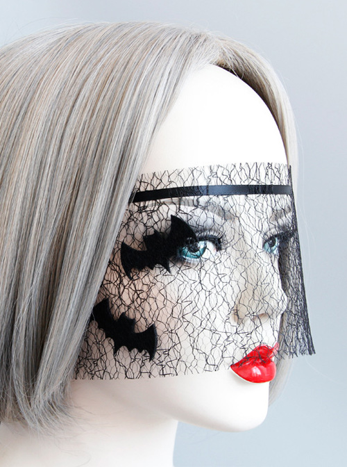 Halloween Black Bat Net Yarn Gothic Mask