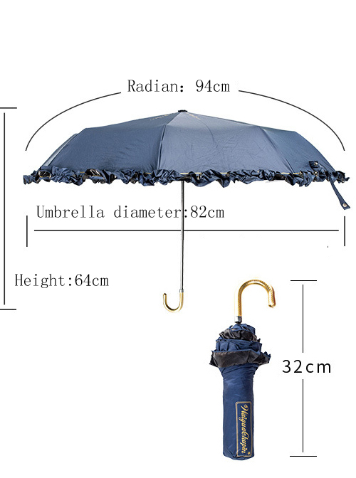 Starry Sky Gilding Classic Lolita Fold Vinyl Umbrella Clear Rain Dual-purpose