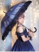 Fairies And Forest Series Navy Blue Lace Classic Lolita Straight Shank Umbrella